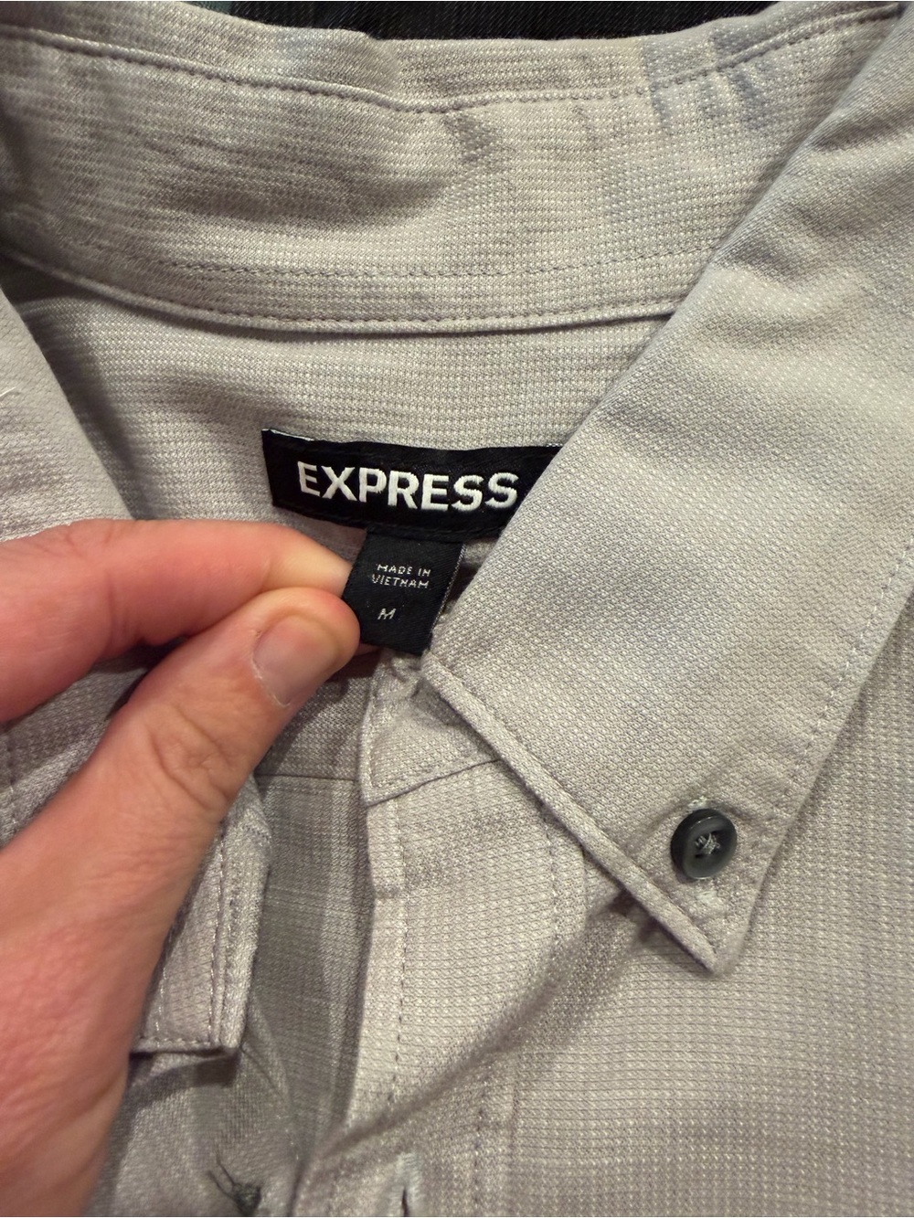 Express Men’s Button-Down Shirt Bundle - Light Gray, Black, Green - Picture 2 of 9
